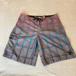 Hurley Men's Puerto Rico Blend Boardshort Gray Blue Fade Size 36 EUC